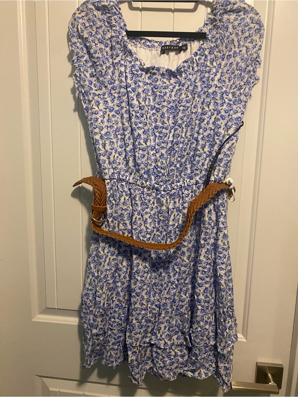 Blue Floral Smocked Waist Kids Dress